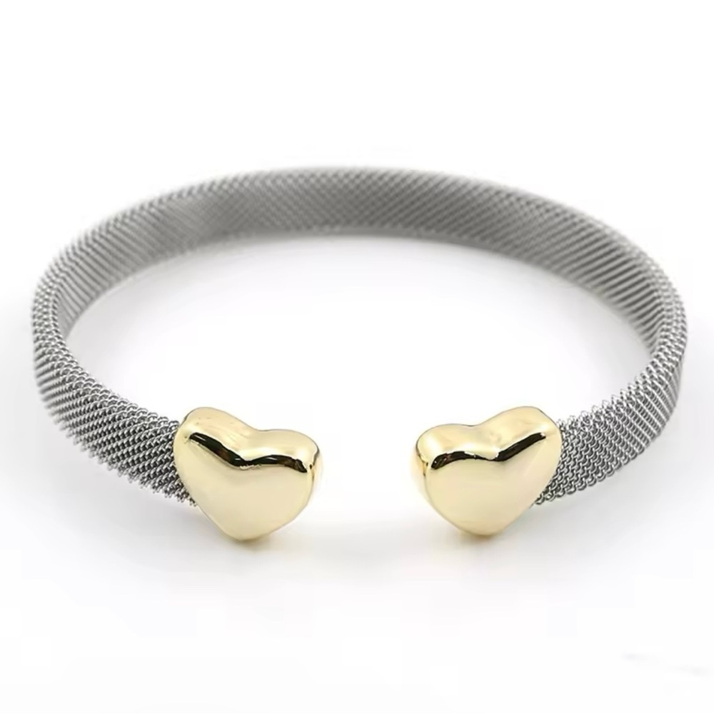 Heart Open Bangle Cuff Bracelet